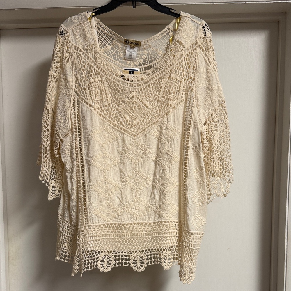 Democracy Cream Crochet Blouse
